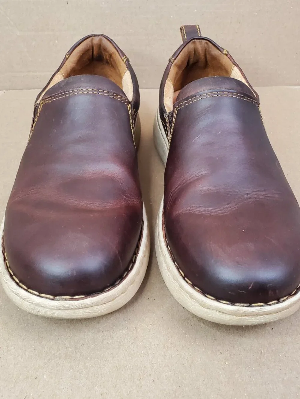 BORN Dalton Loafers Men's shoes size 10/43 M/W Dark Brown Leather slip on Comfor